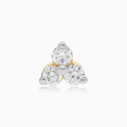 18K Yellow Gold Nose Pin with Natural Diamonds - Image 3
