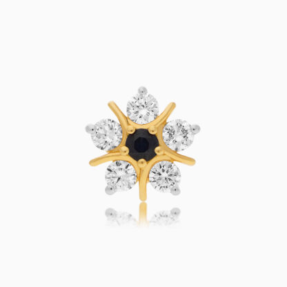 18K Yellow Gold Nose Pin with Natural Diamonds - Image 3