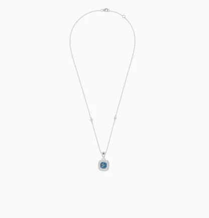 18K White Gold Necklace  featuring a stunning Natural Diamond and London Blue Topaz stones - Image 3