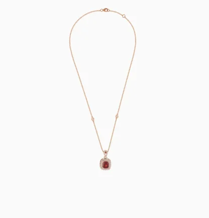 18K Rose Gold Necklace featuring a stunning Natural Diamond and Garnet stones - Image 3