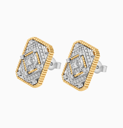 18K Yellow Gold Earrings Adorned with Natural Diamonds – Tablah Diamond Collection