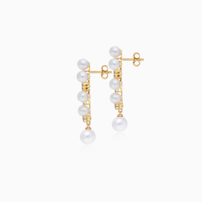 18K YELLOW GOLD EARRINGS DECORATED WITH ZIRCON STONES AND PEARLS