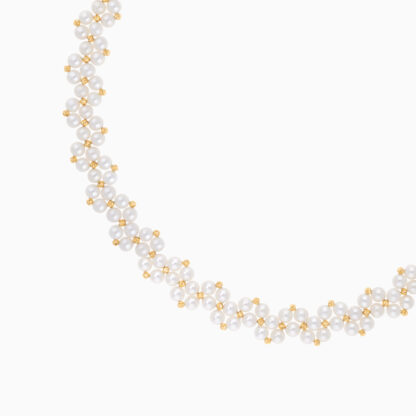 18K YELLOW GOLD CHOKER DECORATED WITH PEARLS