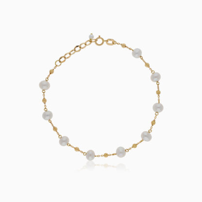 18K YELLOW GOLD BRACELET DECORATED WITH PEARLS