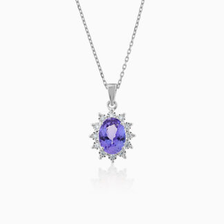 18K DIAMOND WHITE GOLD NATURAL TANZANITE necklace