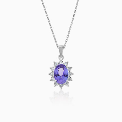 18K DIAMOND WHITE GOLD NATURAL TANZANITE necklace