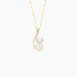 18k yellow gold necklace with pearl and zircon stones