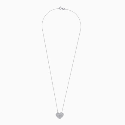 18K WHITE GOLD NECKLACE WITH HEART SHAPE DECORATED WITH NATURAL DIAMOND TAPERED BAGUETTE SHAPE