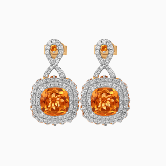 18K Yellow Gold Earrings with Citrine & Natural Diamonds – Vida Collection