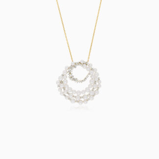 18k yellow gold necklace with pearls and zircon stones