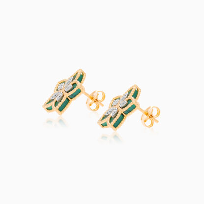 18k yellow gold flower-shaped earrings from the Fortuna Diamond Collection - Image 3