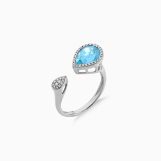 18k White Gold Ring with Topaz | Rabiya Collection