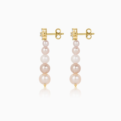 18K YELLOW GOLD PEARL Earring WITH NATURAL DIAMOND | Danah Collection