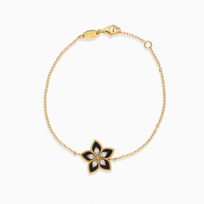 18K Yellow Gold Diamond Bracelet with Black Onyx - Image 3