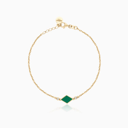 18k yellow gold bracelet decorated with gorgeous green enamel color and natural diamonds