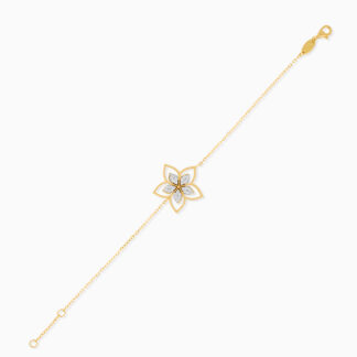 18k Yellow Gold Flower-Shaped Diamond-Studded Bracelet from the Fortuna Diamond Collection.