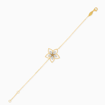 18k Yellow Gold Flower-Shaped Diamond-Studded Bracelet from the Fortuna Diamond Collection.