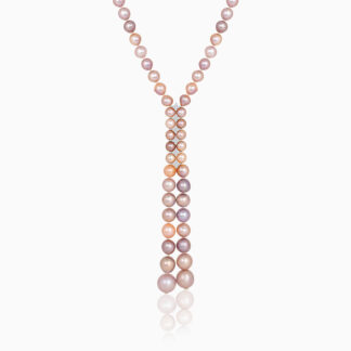 18K YELLOW GOLD PEARL NECKLACE WITH NATURAL DIAMOND | Danah Collection