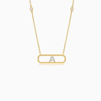 18k yellow gold necklace letter A with natural diamond
