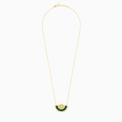 18K YELLOW GOLD NECKLACE WITH MALACHITE STONES