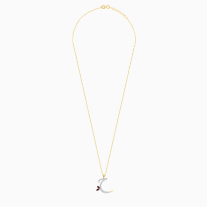 18k Yellow Gold 'Haa' Arabic Letter Necklace With Natural Diamond and Garnet stone - Image 3