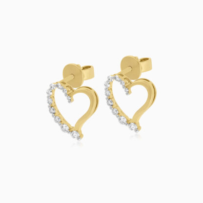 Dunyati Collection: 18K Yellow Gold Heart-Shaped Diamond Earrings