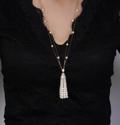PEARL YELLOW GOLD ZIRCON NECKLACE - Image 2