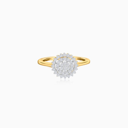 18K YELLOW GOLD RING DECORATED WITH NATURAL DIAMOND STONES - SCALA COLLECTION