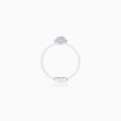 18K WHITE GOLD RING OVAL- SHAPE DECORATED WITH NATURAL DIAMOND STONES