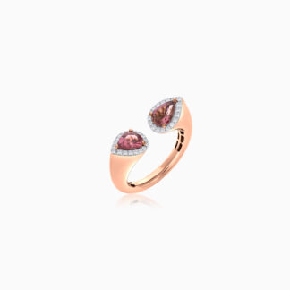 18K Rose Gold Open Ring with Tourmaline Stones