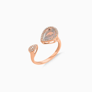 Jawhara Jewellery, Rabiya Collection, 18k Rose Gold Pink Quartz Ring