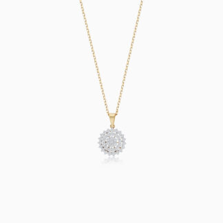 18k yellow gold necklace with natural diamonds stones