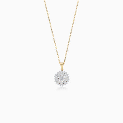 18k yellow gold necklace with natural diamonds stones