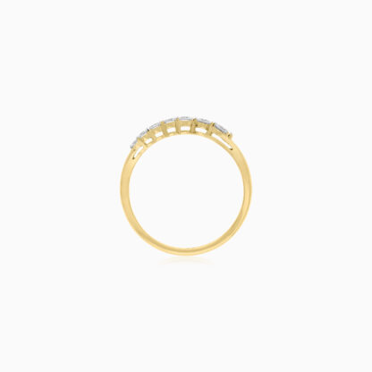 Introducing a stunning 18k yellow gold ring from the Dunyati collection, elegantly adorned with natural diamonds. This exquisite piece showcases a balance of timeless sophistication and modern design, perfect for any occasion. The warm hues of the yellow gold beautifully complement the brilliant sparkle of the diamonds, creating a radiant piece that captures light from every angle. Ideal for both everyday wear and special moments, this ring embodies luxury and refinement, making it a cherished addition to any jewelry collection.
