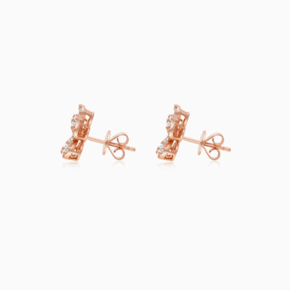 18k Rose gold Earrings flower shape decorated with natural diamond stones