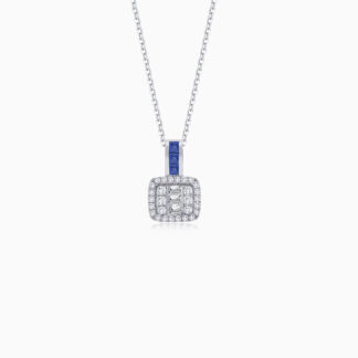 18K WHITE GOLD NECKLACE DECORATED WITH NATURAL DIAMOND AND SAPPHIRE STONES