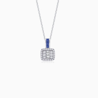 18K WHITE GOLD NECKLACE DECORATED WITH NATURAL DIAMOND AND SAPPHIRE STONES