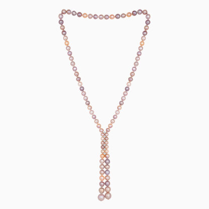 18K YELLOW GOLD PEARL NECKLACE WITH NATURAL DIAMOND | Danah Collection