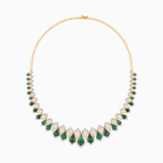 18K Yellow Gold Choker with Diamonds & Malachite – Mosaic Collection