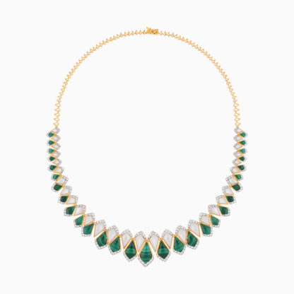 18K Yellow Gold Choker with Diamonds & Malachite – Mosaic Collection