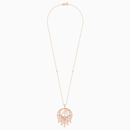 18K ROSE GOLD NECKLACE WITH MOTHER WORD IN THE CENTER DECORATED BY MOP AND NATURAL DIAMONDS