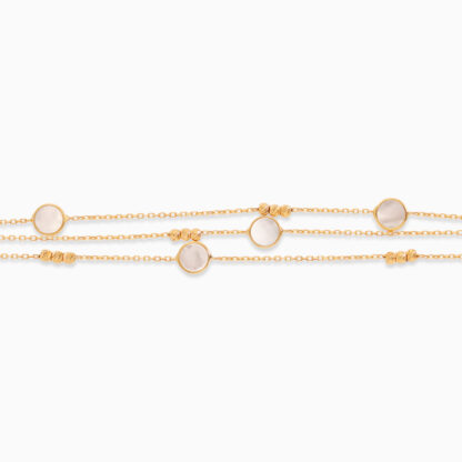 18k yellow gold bracelet 3 lines decorated with mother of pearl