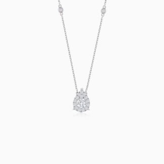 18k white gold natural diamond necklace in almond shape from the 365 collection