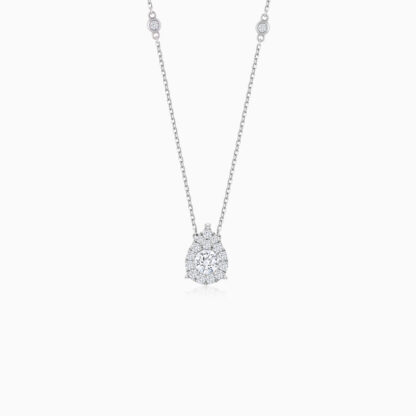 18k white gold natural diamond necklace in almond shape from the 365 collection