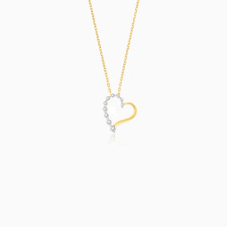 18k Yellow necklace Decorated with Natural Diamond, heart shap