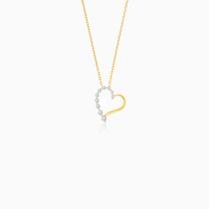 18k Yellow necklace Decorated with Natural Diamond, heart shap