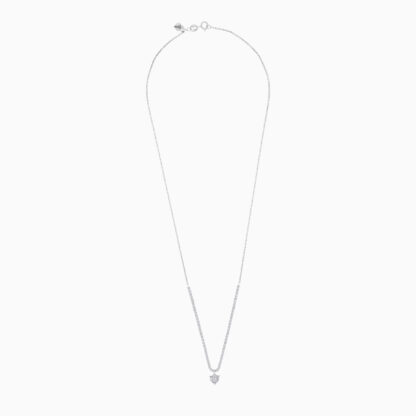 18K WHITE GOLD NECKLACE WITH SHAPE OF HEART DECORATED WITH NATURAL DIAMOND STONES