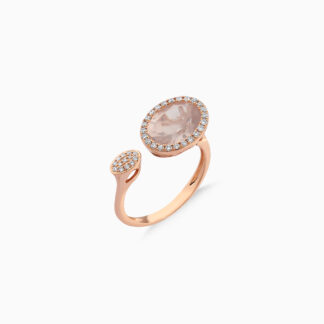 18k rose Gold Ring with Pink Quartz | Rabiya Collection