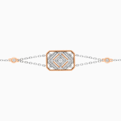 18k White & rose Gold Bracelet decorated with Natural Diamond stones