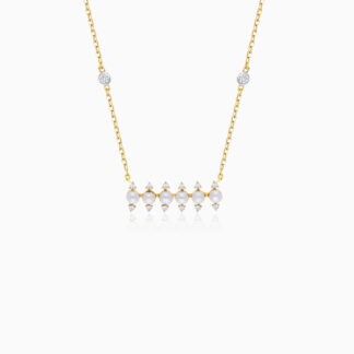 18K Yellow Gold Necklace with Pearl and Natural Diamond